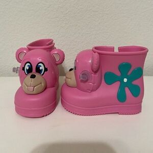 Mini Melissa + Jeremy Scott Pink Monkey Rainboots Water Resistant Boots Size 5